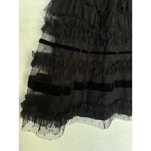 Mac Duggal 8054 Sz 4 Ruffle Cap Sleeve Embellished Tiered Midi Dress Velvet - Picture 5 of 10